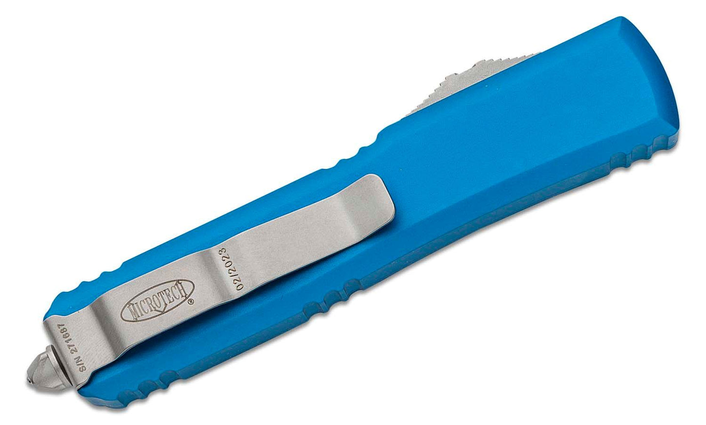 Microtech Ultratech Single Edge Blue Satin Standard Out the Front Knife