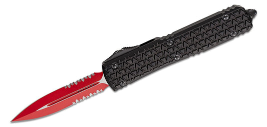 Microtech Ultratech D/E Tri-Grip Sith Lord Red Partial Serrated Out the Front