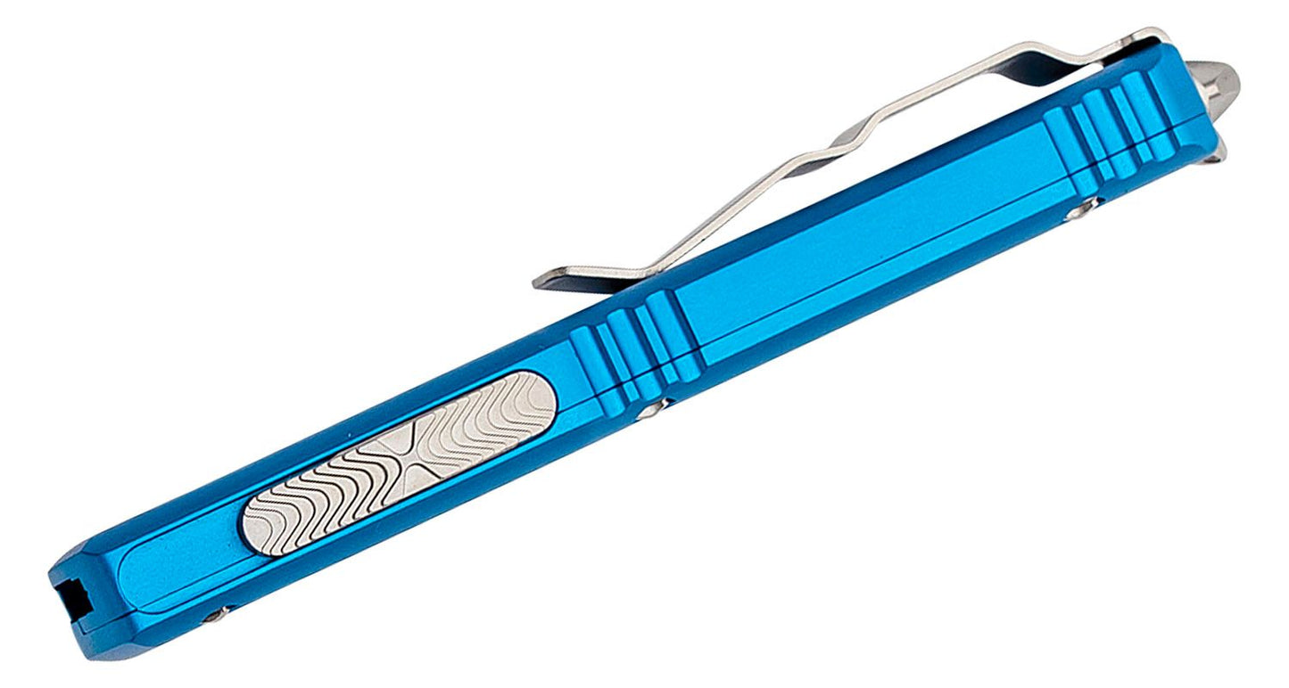 Microtech Ultratech Blue Stonewash Standard Tanto Out the Front Knife