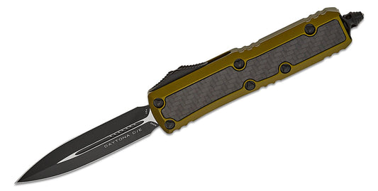 Microtech Daytona D/E OD Green Standard CF Inlay Out the Front Knife