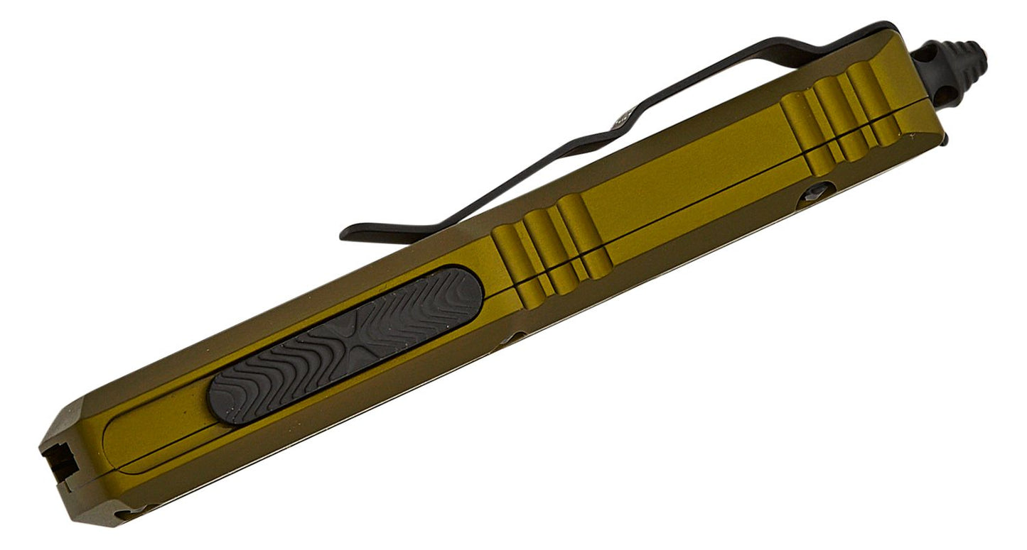 Microtech Daytona D/E OD Green Standard CF Inlay Out the Front Knife