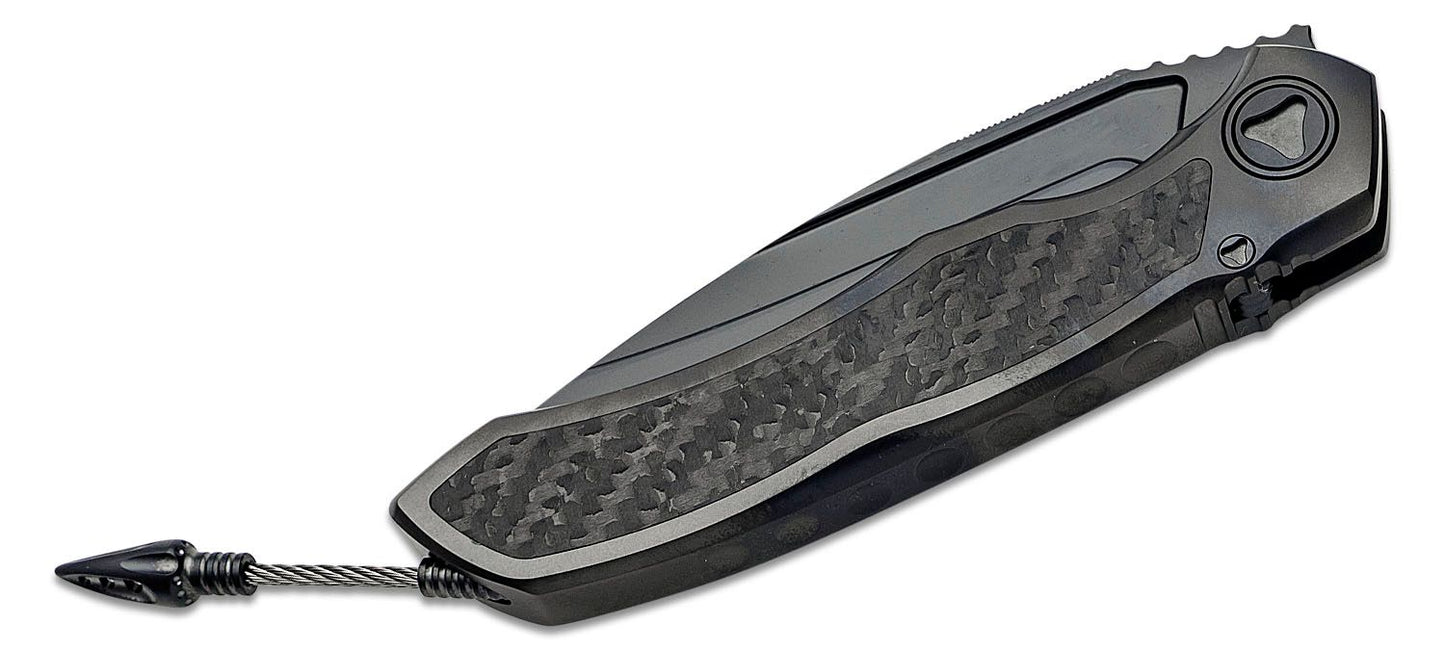Microtech Anax Single Edge Titanium Handle DLC Partial Serrated CF Inlay Folding Knife