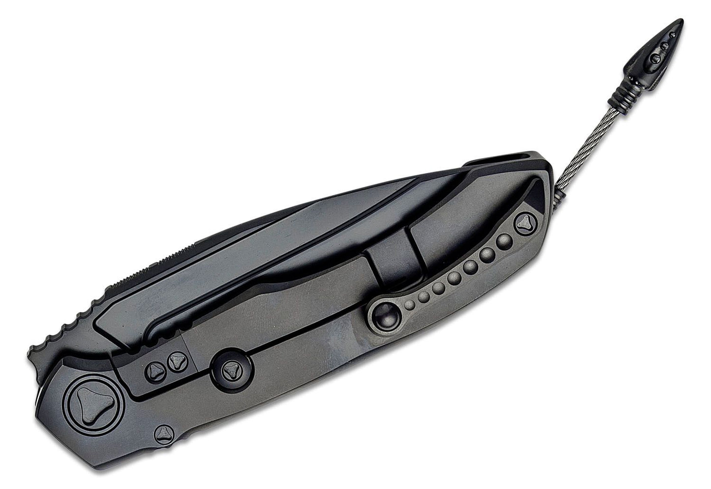 Microtech Anax Single Edge Titanium Handle DLC Partial Serrated CF Inlay Folding Knife