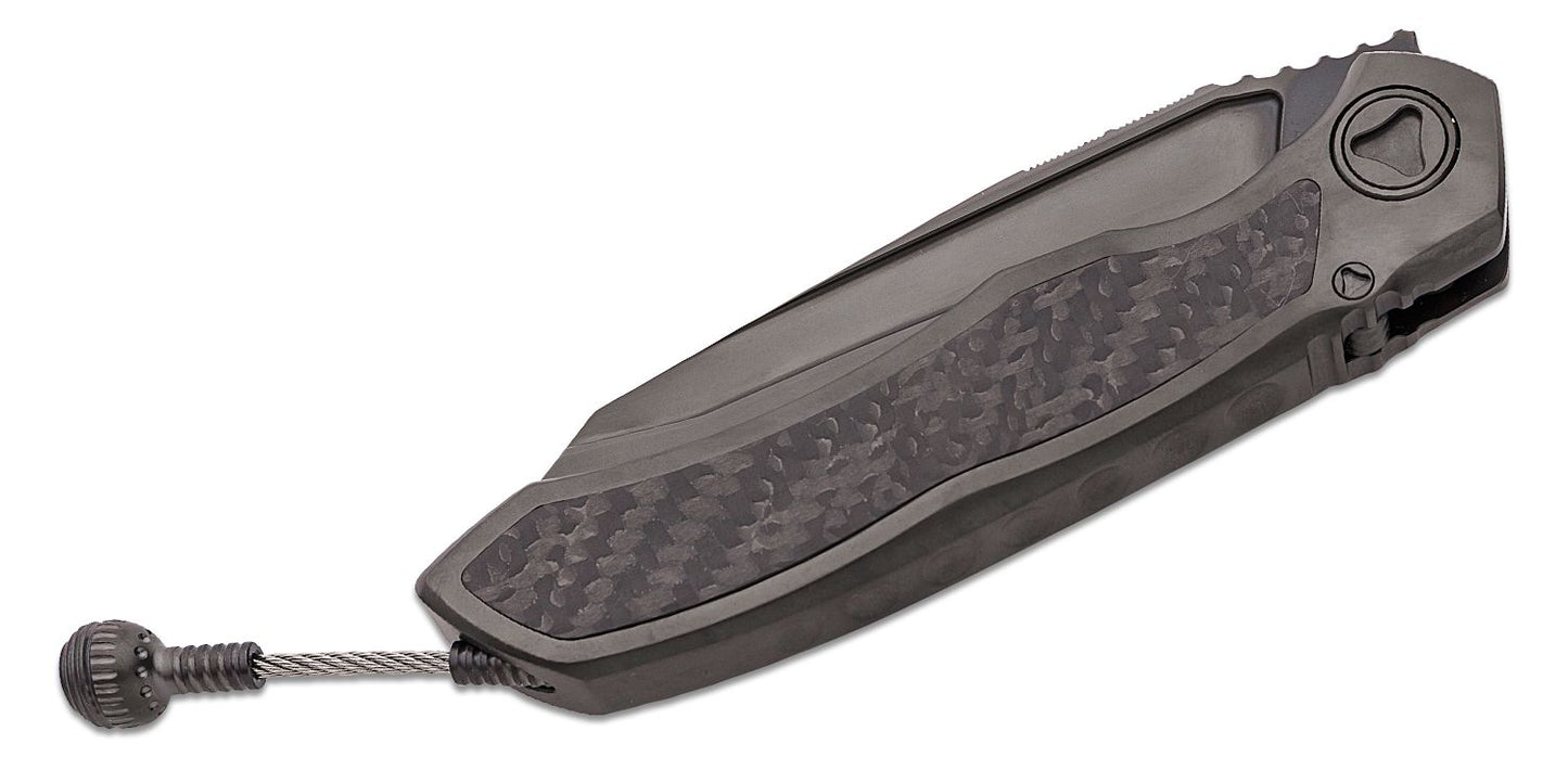 Microtech Anax Tanto Single Edge Titanium Handle DLC Standard CF Inlay Folding Knife