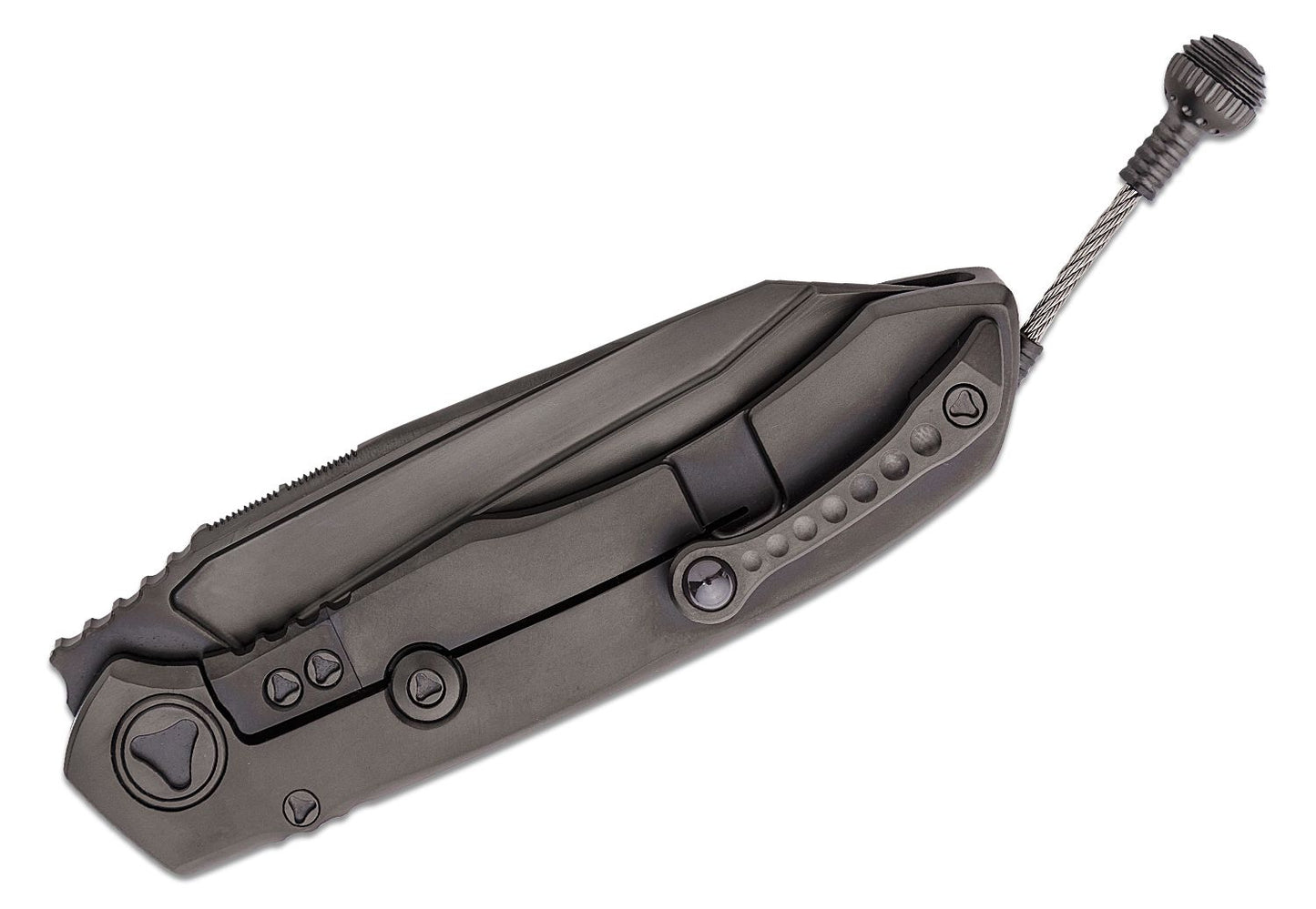 Microtech Anax Tanto Single Edge Titanium Handle DLC Standard CF Inlay Folding Knife