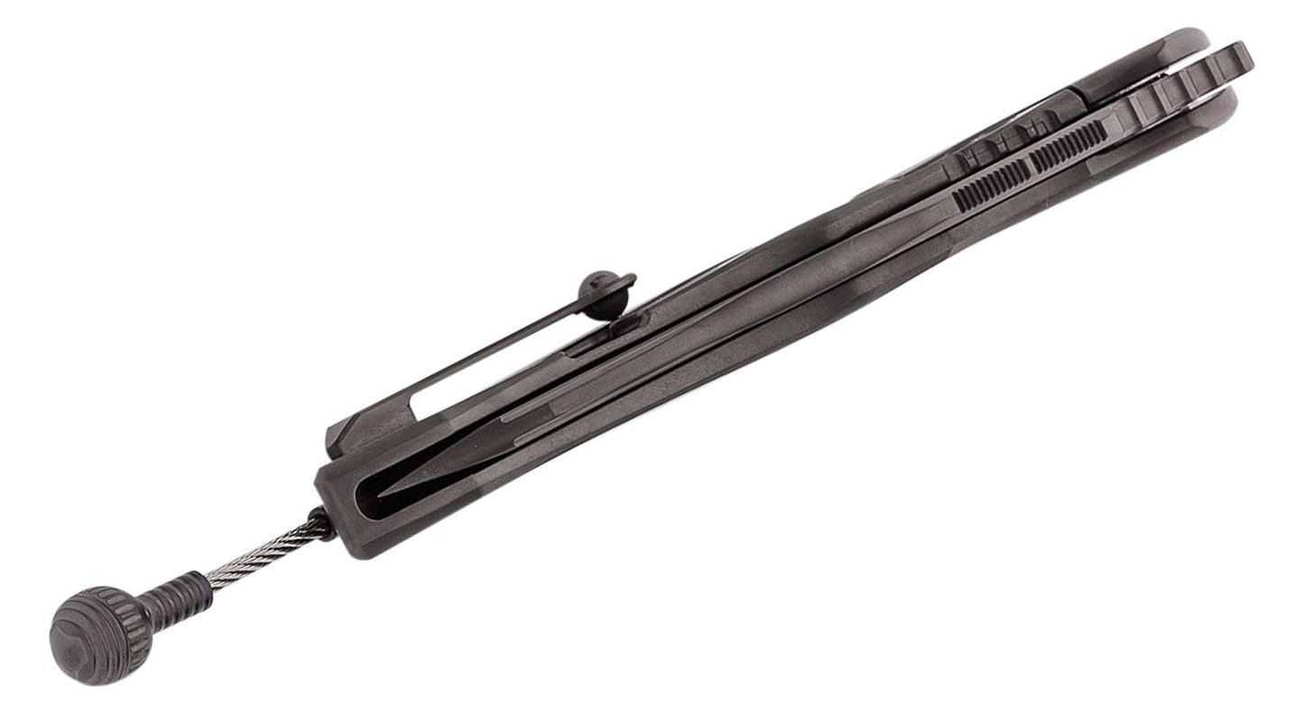Microtech Anax Tanto Single Edge Titanium Handle DLC Standard CF Inlay Folding Knife