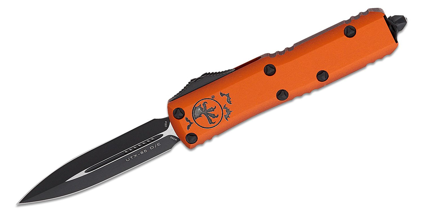 Microtech UTX 85 D/E Halloween Orange Standard Out the Front Knife