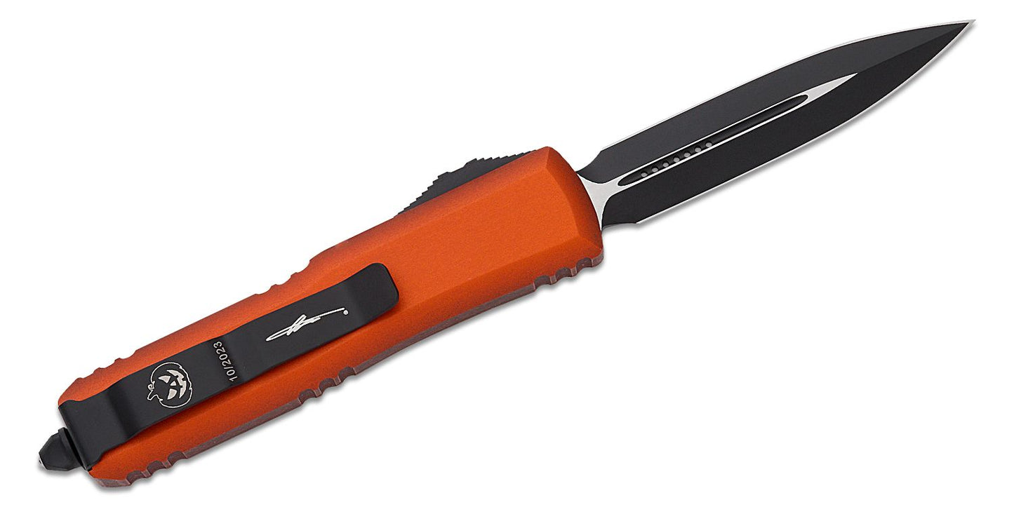 Microtech UTX 85 D/E Halloween Orange Standard Out the Front Knife