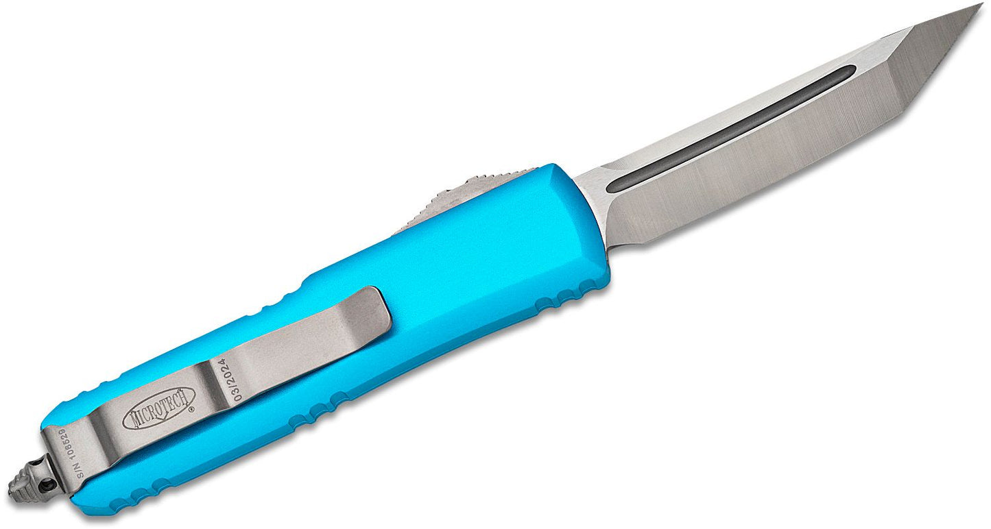 Microtech UTX 85 T/E Turquoise Satin Standard Out the Front Knife