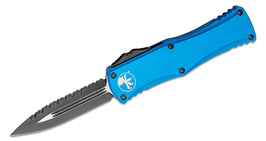 Microtech Hera D/E Blue Full Serrated Out the Front Knife