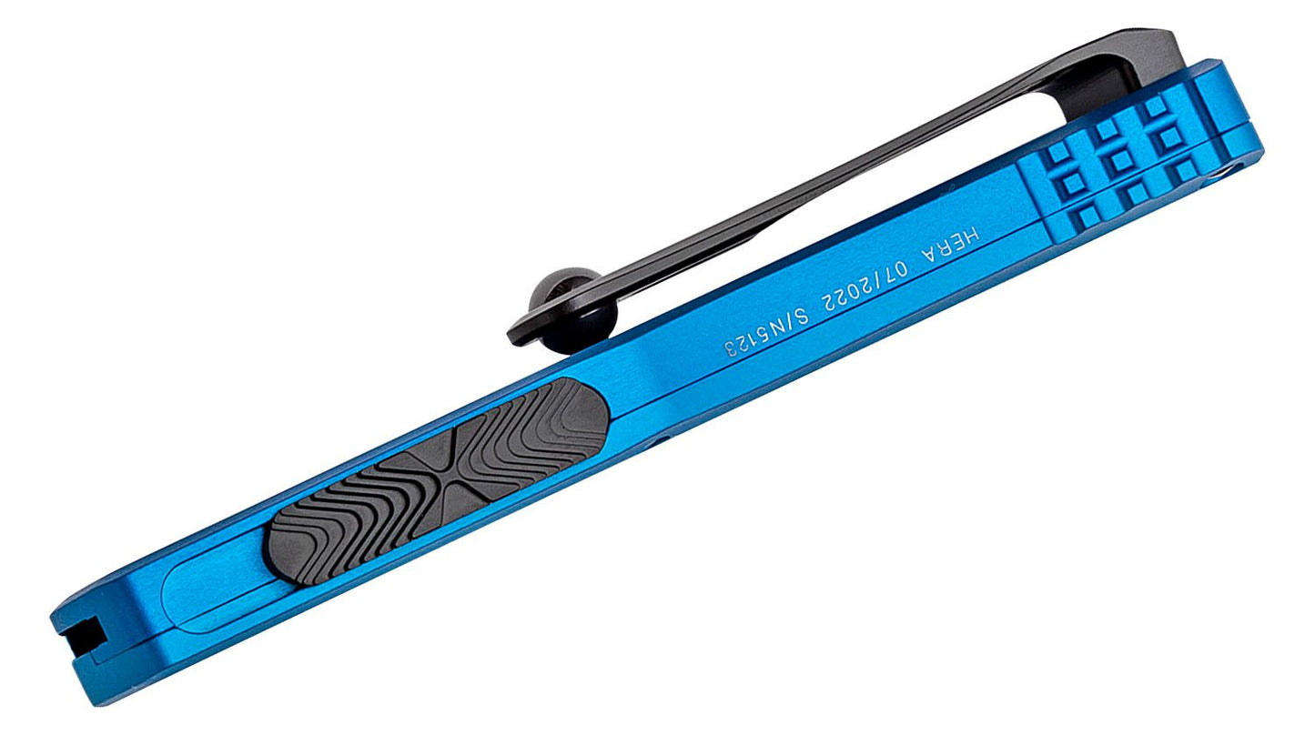 Microtech Hera D/E Blue Full Serrated Out the Front Knife