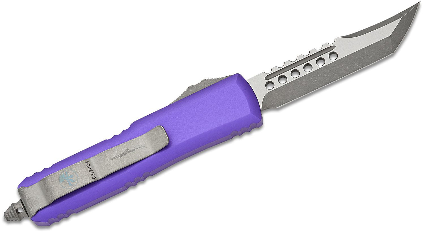 Microtech UTX 85 Hellhound Purple Apocalyptic Standard Out the Front Knife