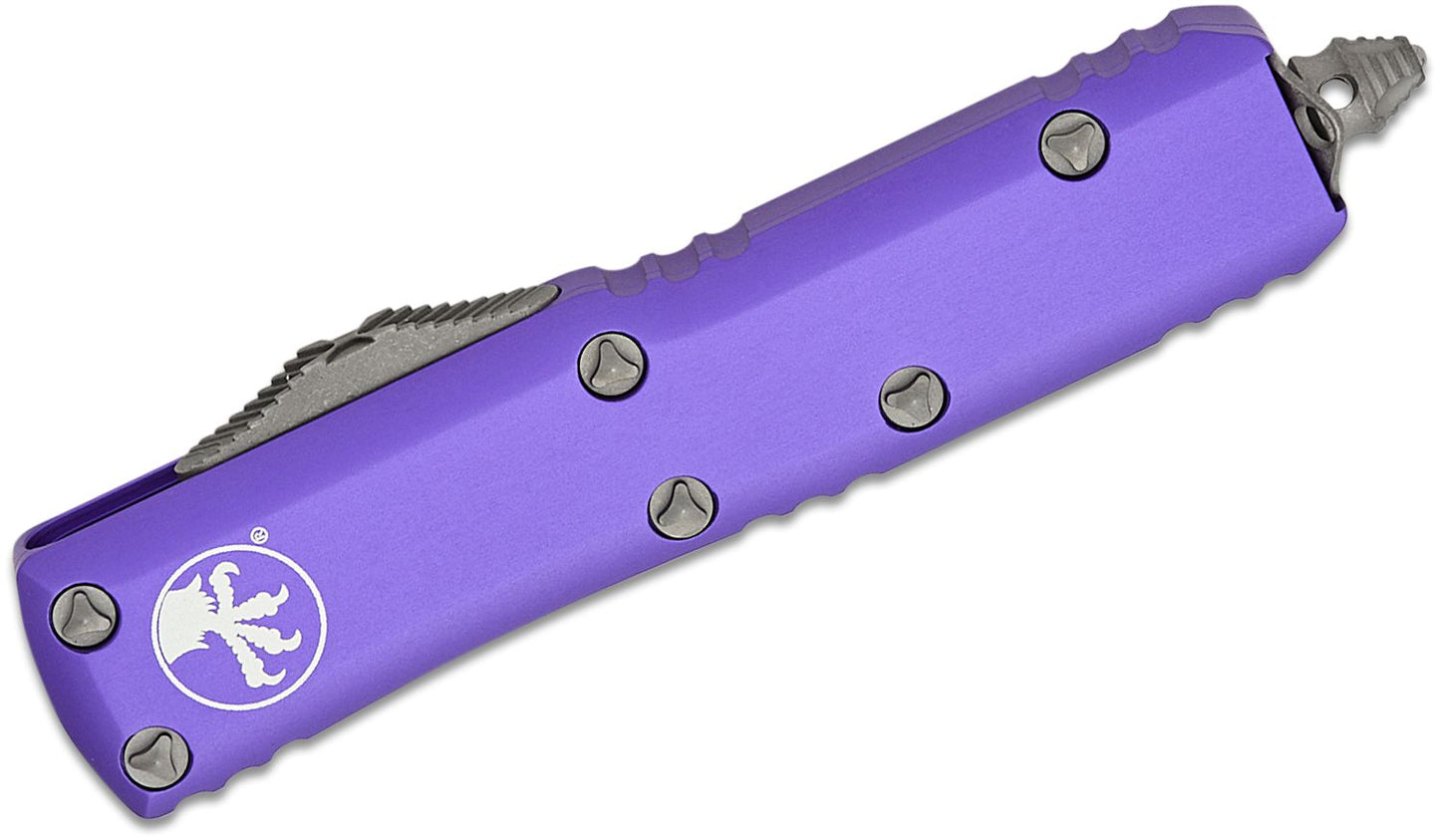 Microtech UTX 85 Hellhound Purple Apocalyptic Standard Out the Front Knife