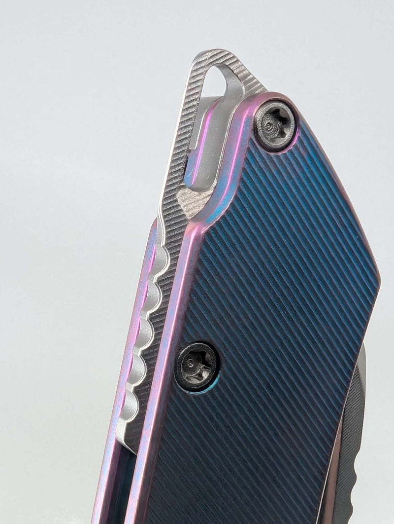 MachineWise Mojave Aqua to Purple Distressed (CPM 20CV | Stonewash | Finestep Handle) Framelock Folding Knife 177 *BLEM*