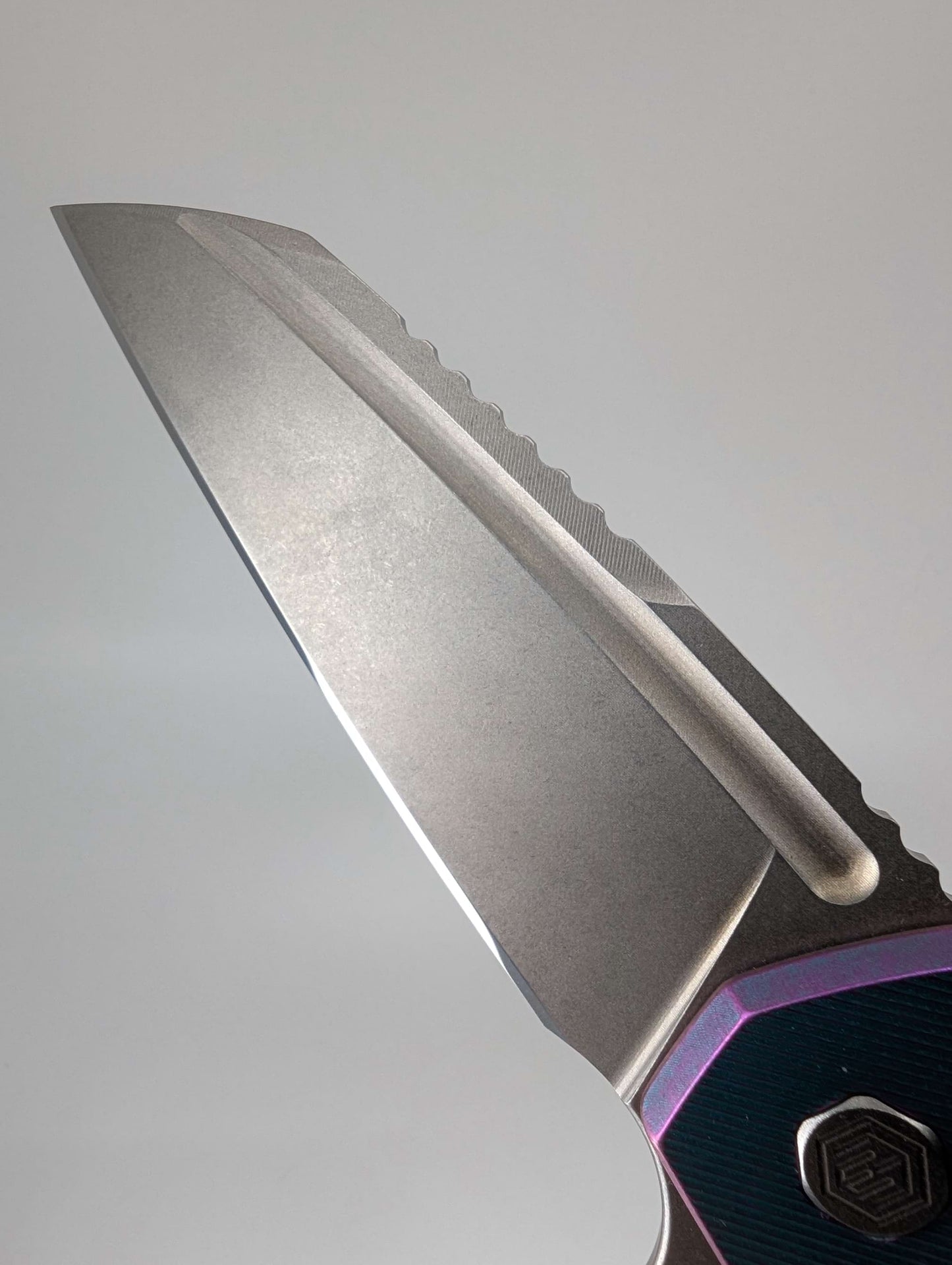 MachineWise Mojave Aqua w/ Purple Distress (CPM 20CV | Lightwash | Fine Step) Framelock Folding Knife #171