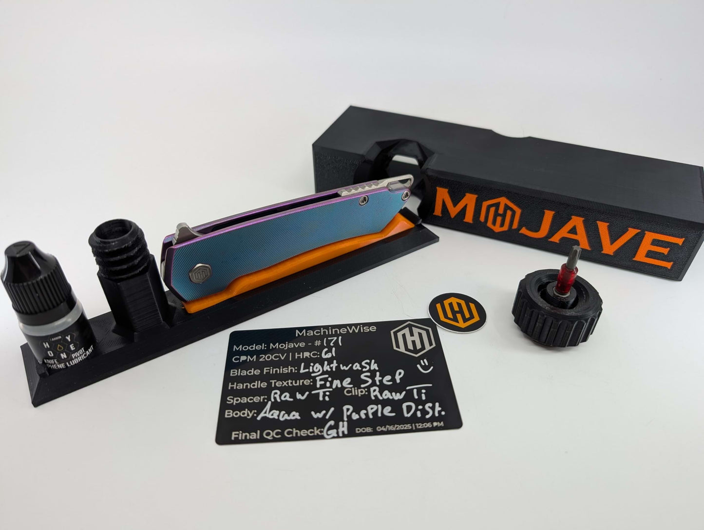 MachineWise Mojave Aqua w/ Purple Distress (CPM 20CV | Lightwash | Fine Step) Framelock Folding Knife #171