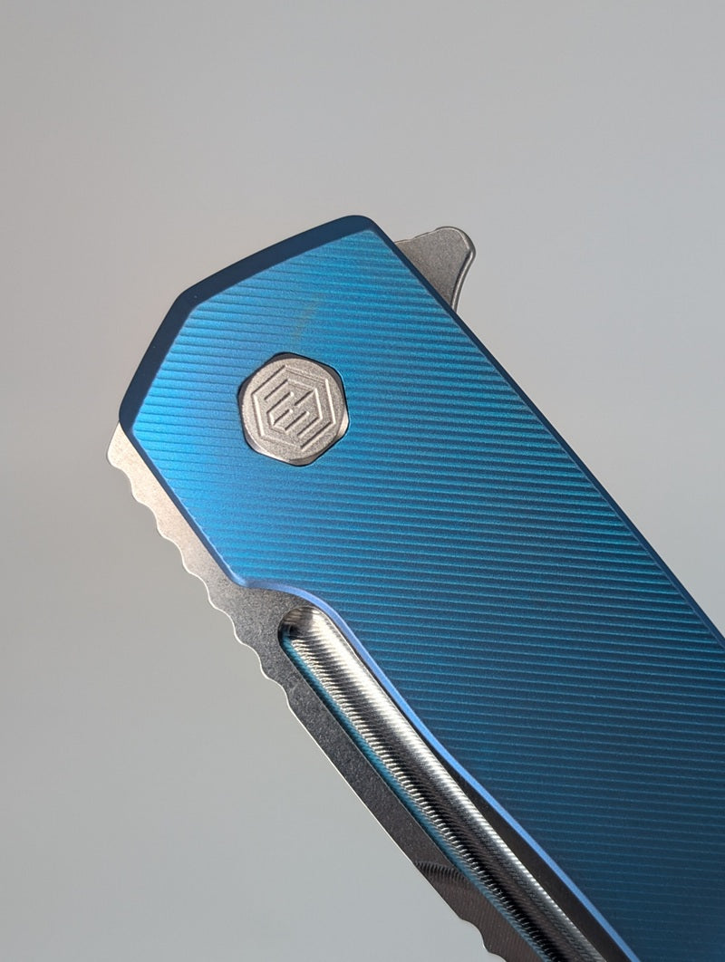 MachineWise Mojave Aqua (S90V | Stonewash | Fine Step Handle) Framelock Folding Knife #341 *BLEM*