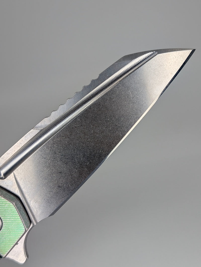 MachineWise Mojave Green w/ Distress (CPM S90V | Stonewash | Finestep Handle) Framelock Folding Knife 482 *BLEM*