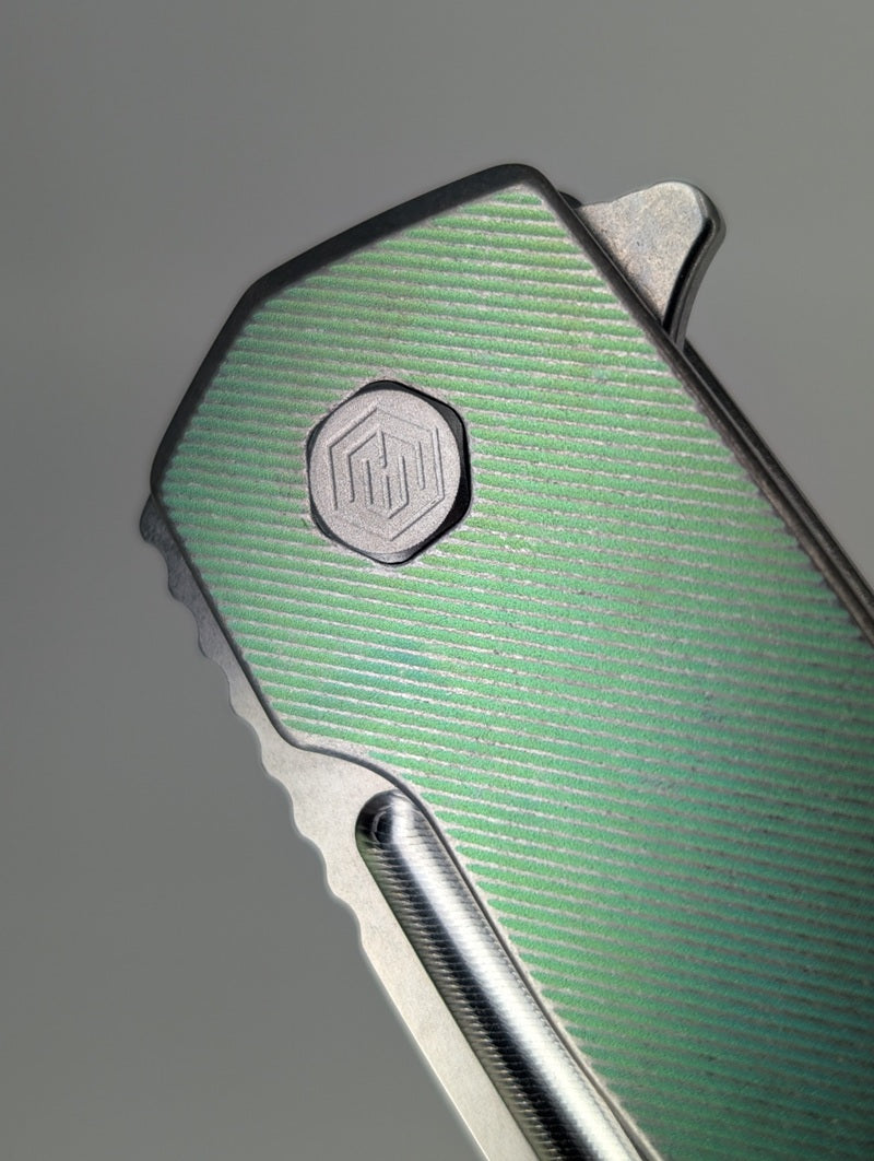 MachineWise Mojave Green w/ Distress (CPM S90V | Stonewash | Finestep Handle) Framelock Folding Knife 482 *BLEM*