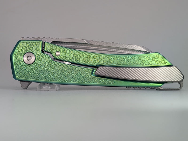 MachineWise Mojave Green Ti (S90V | Mosaic Handle) Framelock Folding Knife #1498