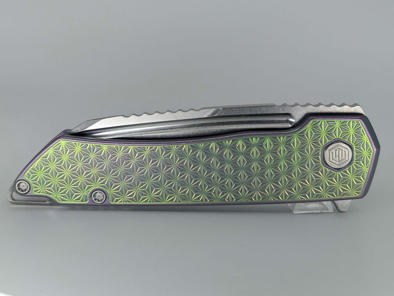 MachineWise Mojave Green / Pink Distress (CPM 20CV | Stonewash | Star Handle) Framelock Folding Knife 226 *BLEM*