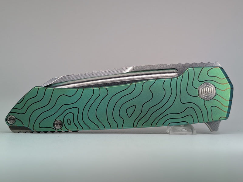 MachineWise Mojave Green Topo (CPM S90V | Stonewash | Smooth Handle) Framelock Folding Knife #722