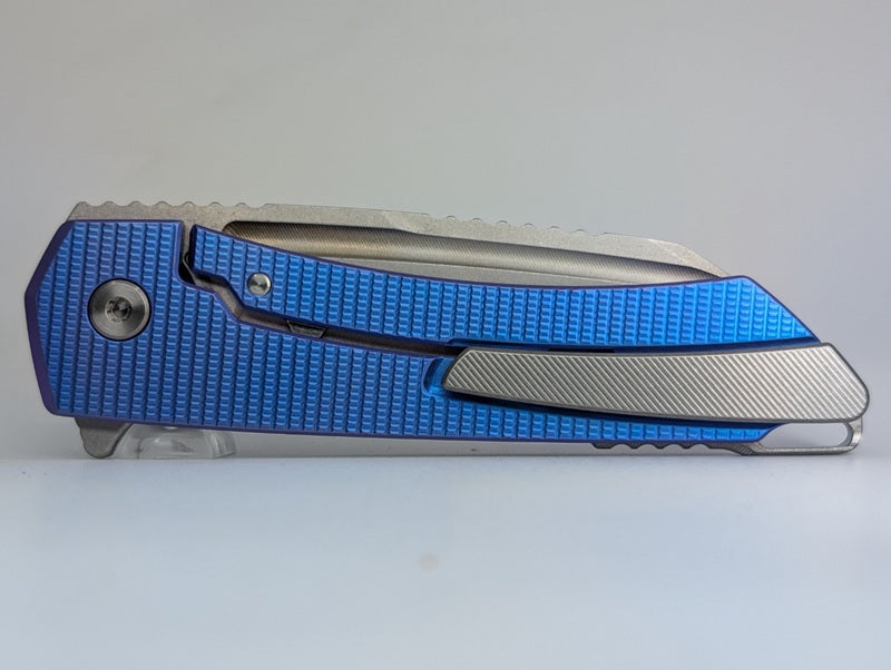 MachineWise Mojave Blurple Ti (S90V | Stonewash | FineStep) Framelock Folding Knife #1335
