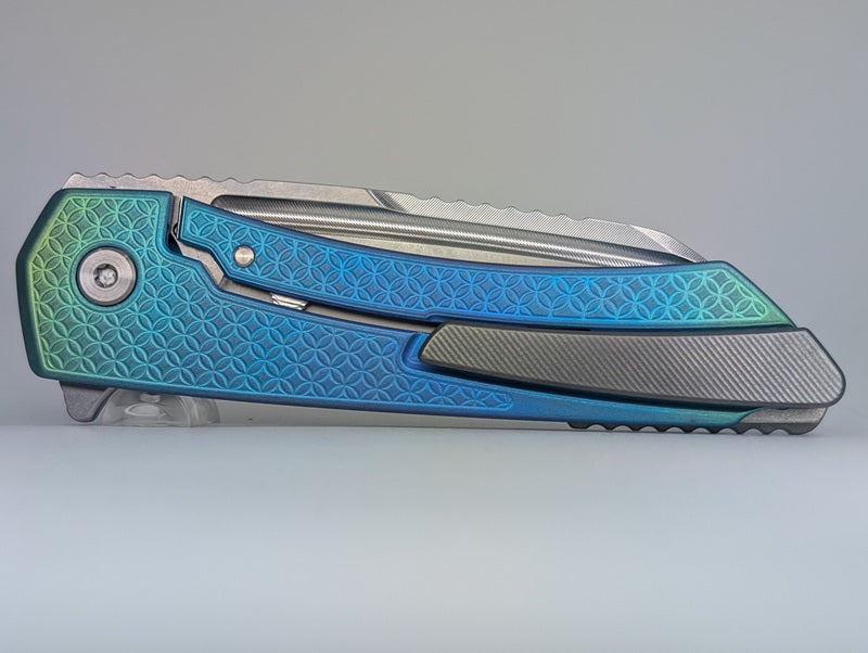 MachineWise Mojave Green Fade Ti ( S90V | Stonewash | Mosaic Handle ) Framelock Folding Knife #1039