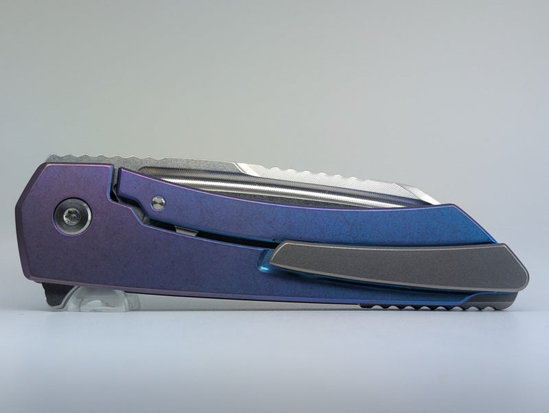 MachineWise Mojave Blue Purple Fade ( S90V | Smooth Clip | Smooth Handle) Framelock Folding Knife #694