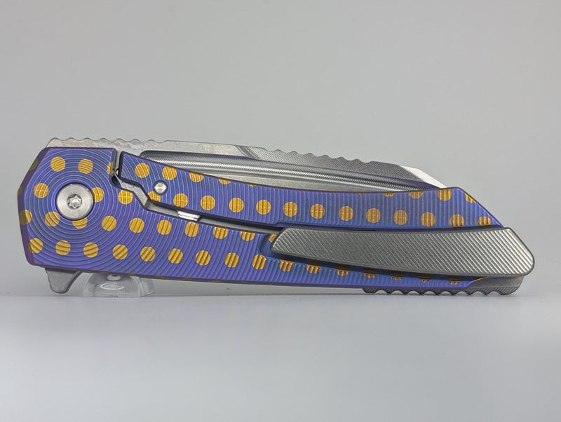 MachineWise Mojave Purple Circles (S90V | Epicenter Handle) Framelock Folding Knife #1504 *BLEM*