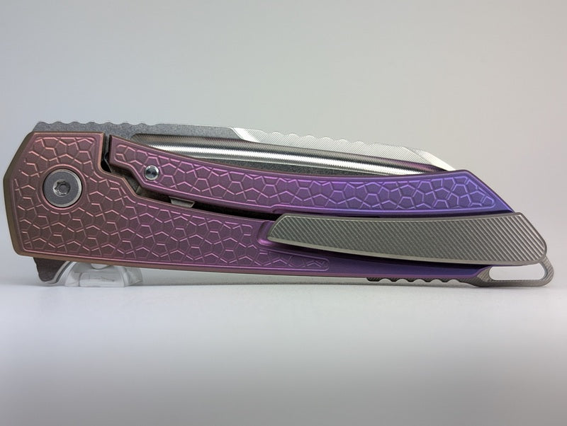MachineWise Mojave Purple Pink Fade (S90V | Stonewash | Turtle Handle) Framelock Folding Knife #623 *BLEM*