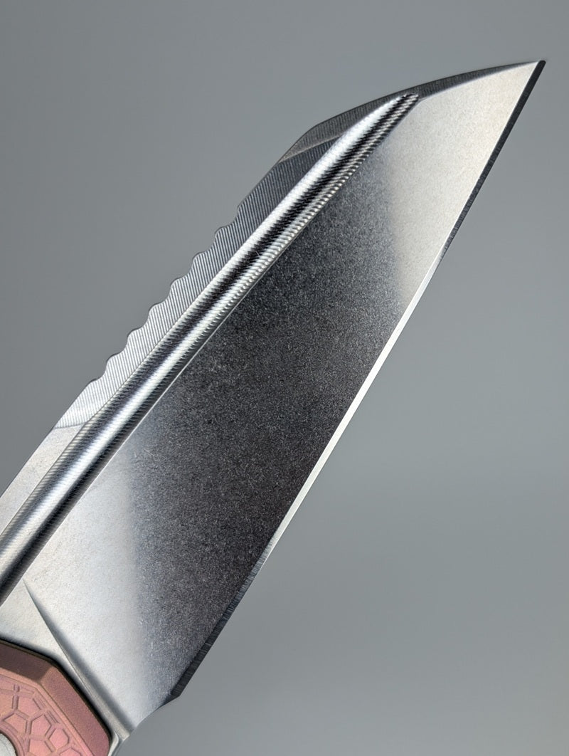 MachineWise Mojave Purple Pink Fade (S90V | Stonewash | Turtle Handle) Framelock Folding Knife #623 *BLEM*
