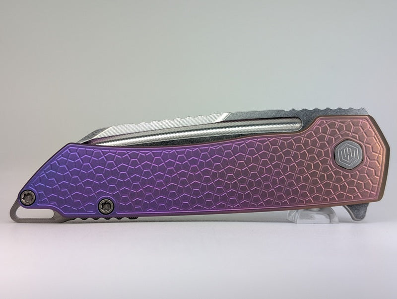 MachineWise Mojave Purple Pink Fade (S90V | Stonewash | Turtle Handle) Framelock Folding Knife #623 *BLEM*