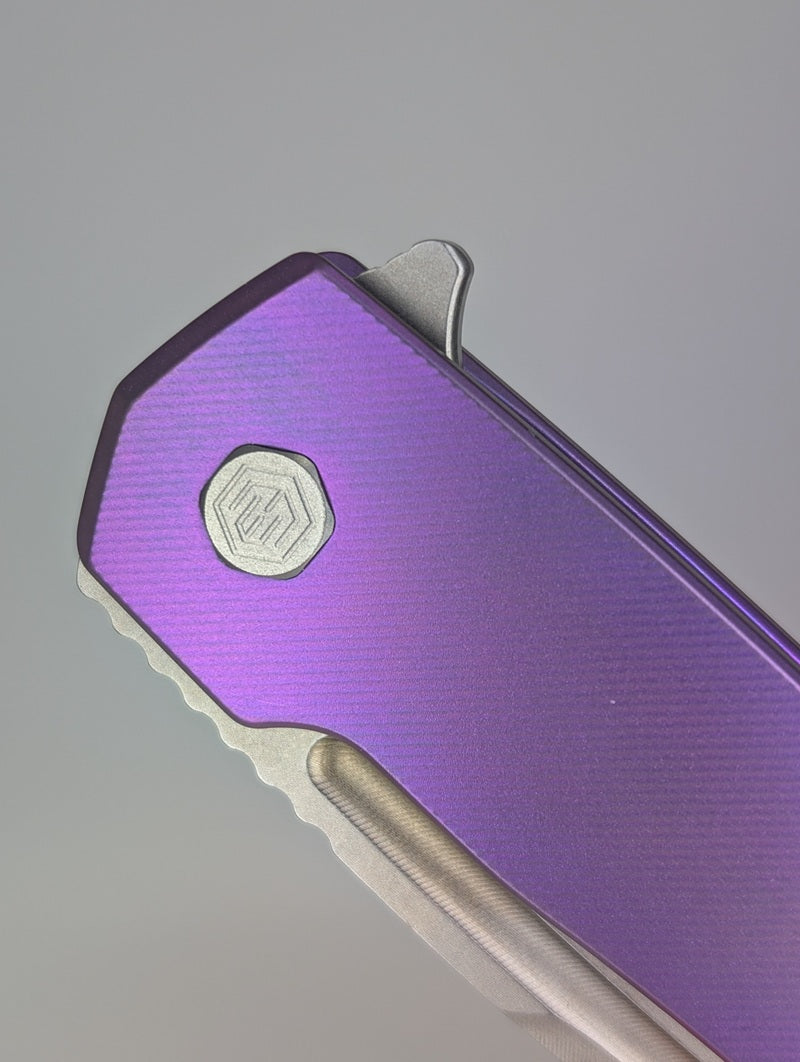 MachineWise Mojave Purple Ti (CPM S90V | Lightwash | Fine Step) Framelock Folding Knife 578 *BLEM*