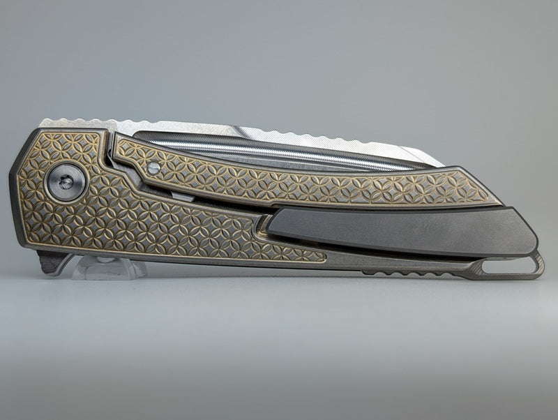 Mojave Raw Fade Distress (CPM S90V | Stonewash | Mosaic Handle) Framelock Folding Knife #964