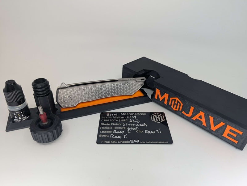 MachineWise Mojave Raw (CPM 20CV | Stonewash | Star Handle) Framelock Folding Knife 194 *BLEM*
