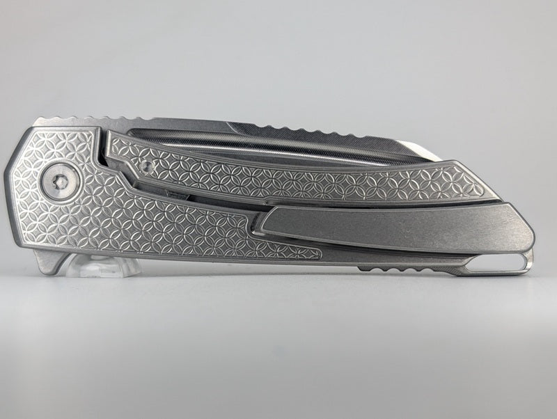 MachineWise Mojave Raw Ti (S90V | Stonewash | Mosaic) Framelock Folding Knife #1377