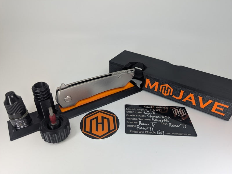 MachineWise Mojave Raw (CPM S90V | Stonewash | Smooth Handle) Framelock Folding Knife 389