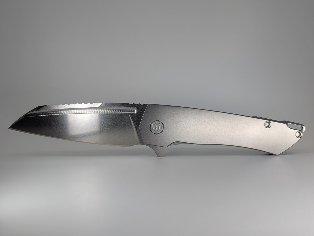 MachineWise Mojave Raw (CPM S90V | Stonewash | Smooth Handle) Framelock Folding Knife 389