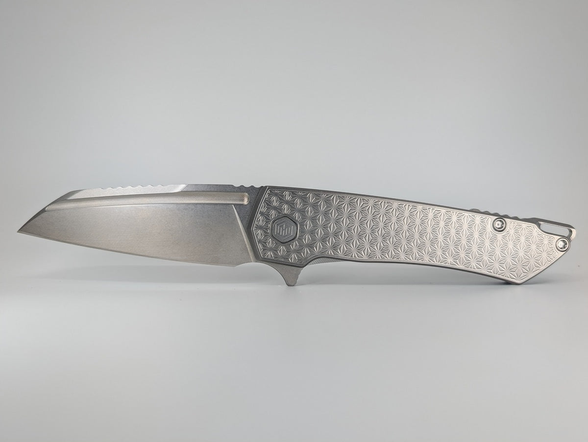 MachineWise Mojave Raw (CPM S90V | Lightwash | Stars Handle) Framelock Folding Knife 386 *BLEM*