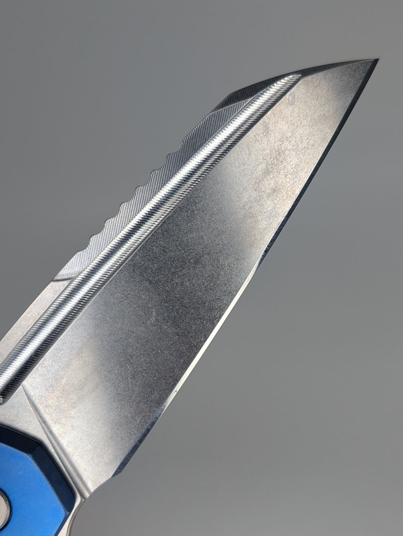 MachineWise Mojave Sky Blue Fade (CPM S90V | Smooth) Framelock Folding Knife #489