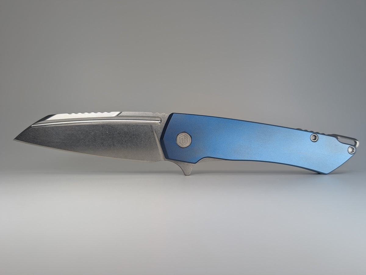 MachineWise Mojave Sky Blue Fade (CPM S90V | Smooth) Framelock Folding Knife #489