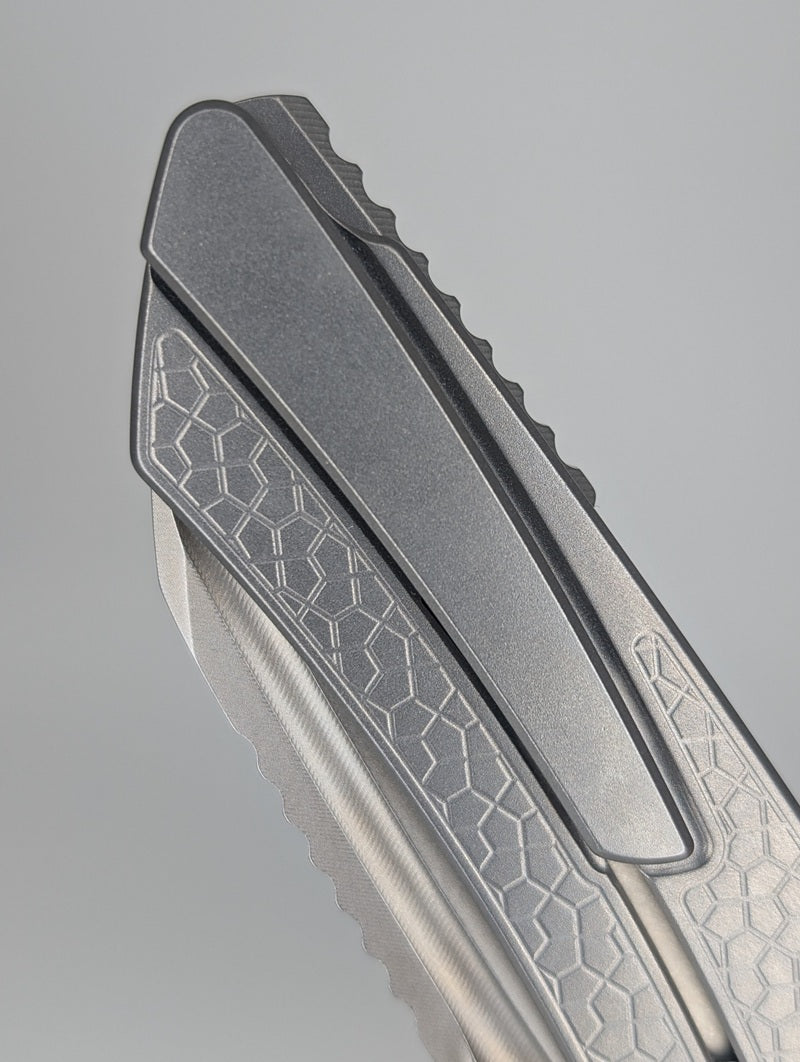 MachineWise Mojave Raw Ti (CPM S90V | Lightwash | Turtle Handle) Framelock Folding Knife 579 *BLEM*