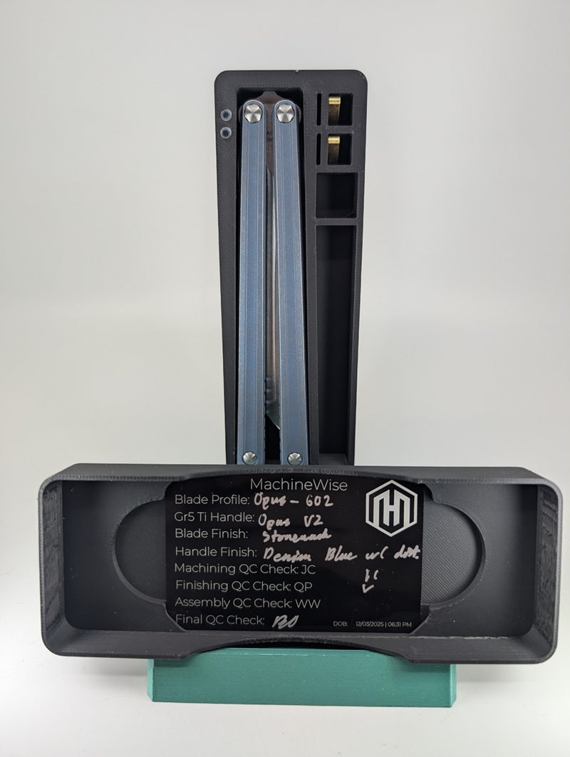 MachineWise Opus V2 Denim Blue w/ Distress Live Blade Balisong
