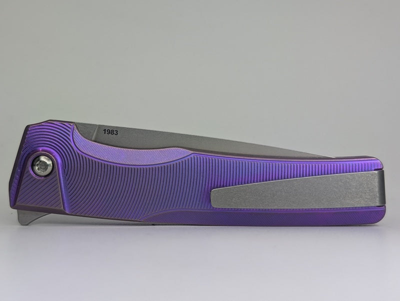 MachineWise Sonora Purple Epicenter Titanium (S90V | Titanium Bolster) Button Lock Folding Knife #1983 *BLEM*