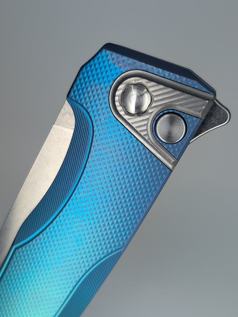MachineWise Sonora Blue Green w/ Ti Bolster Buttonlock Folding Knife #578 *BLEM*