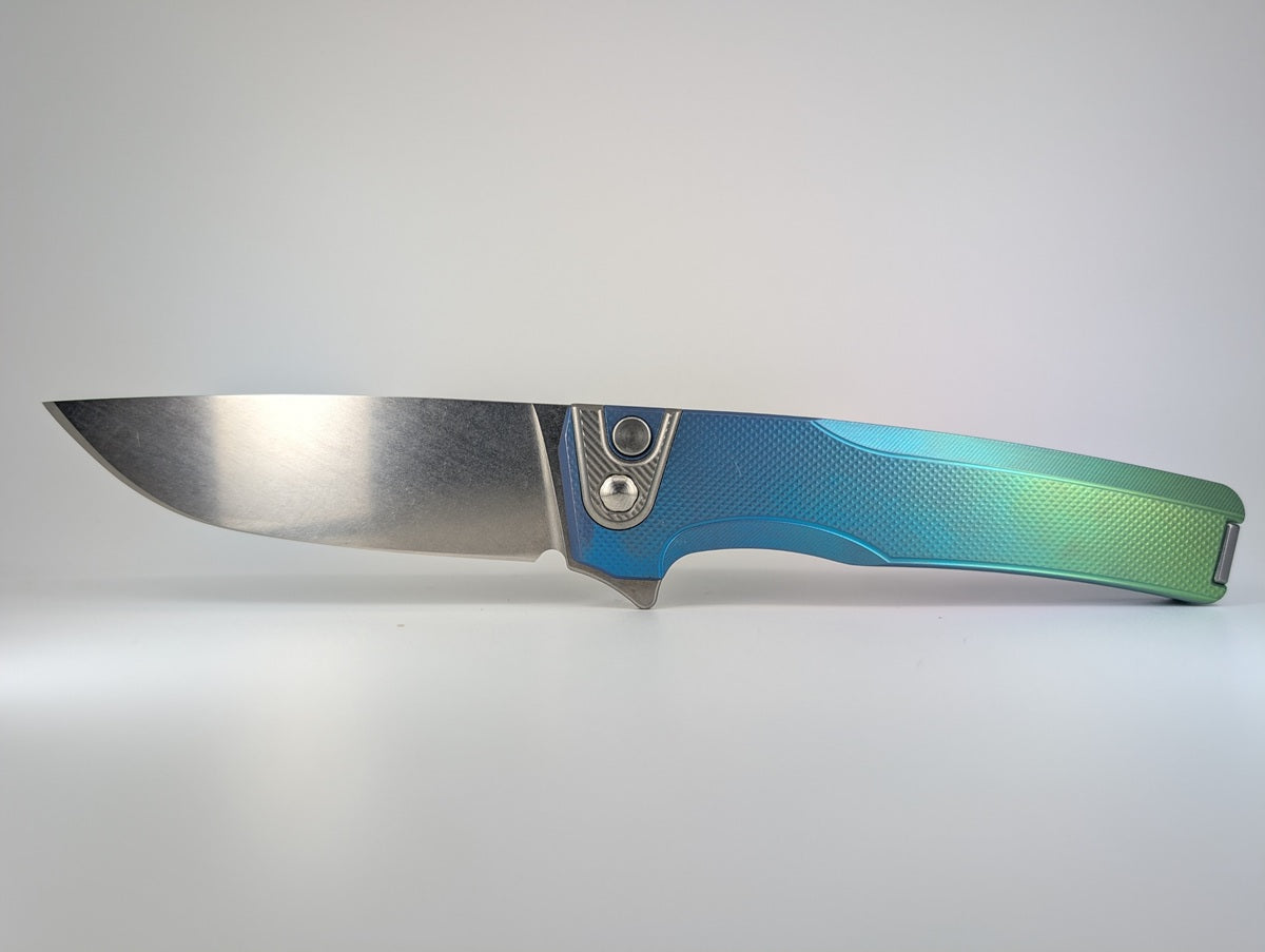 MachineWise Sonora Blue Green w/ Ti Bolster Buttonlock Folding Knife #578 *BLEM*