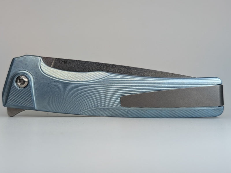 MachineWise Sonora Sun Ray Ice Blue (S90V | Ti Bolster) Buttonlock Folding Knife #1716 *BLEM*