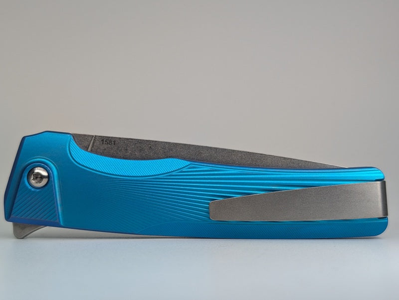 MachineWise Sonora Light Blue (Ti Bolster | Sun Ray Handle) Buttonlock Folding Knife #1581