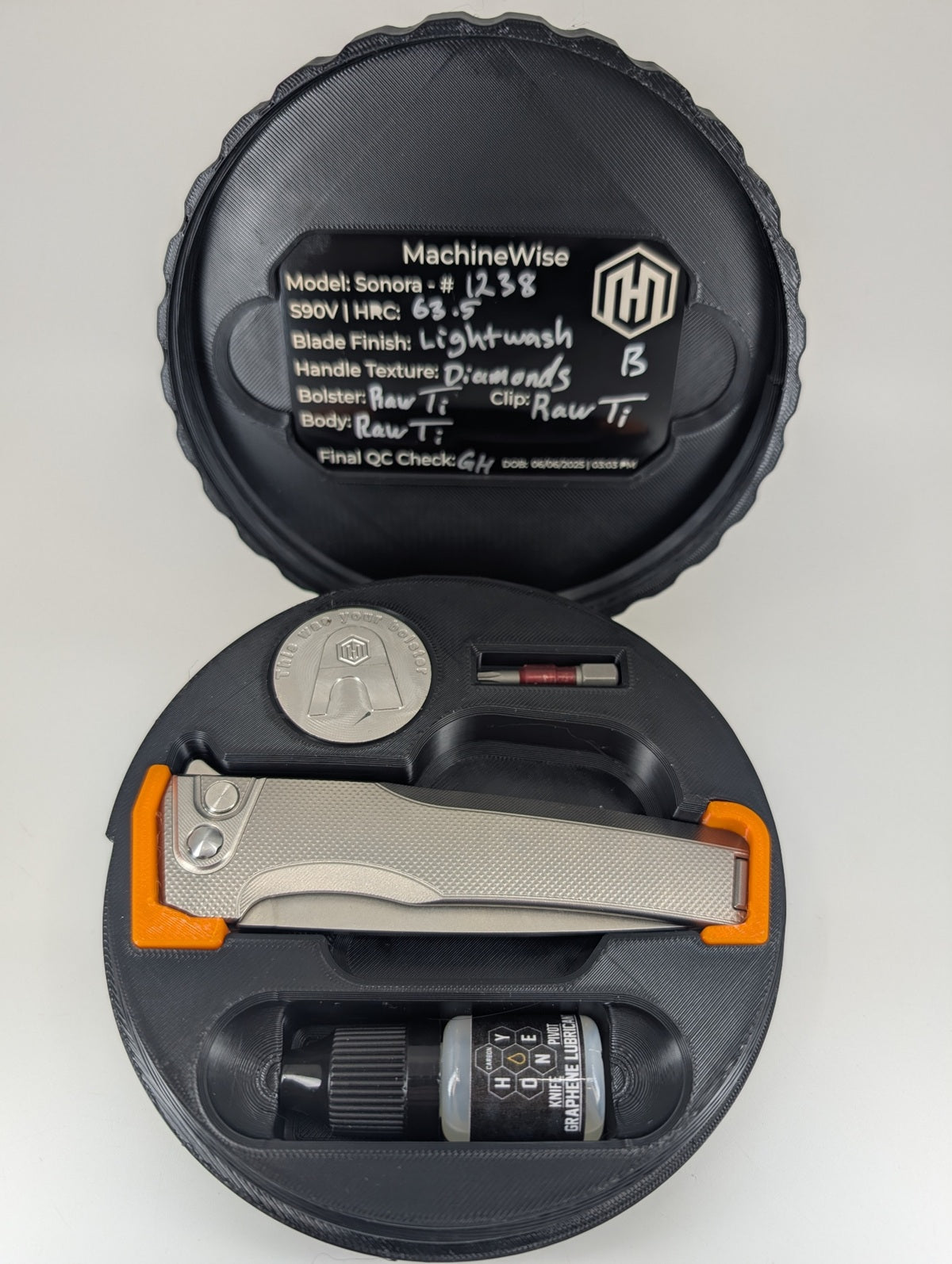 MachineWise Sonora Raw (S90V | Ti Bolster | Diamonds Handle) Buttonlock Folding Knife #1238